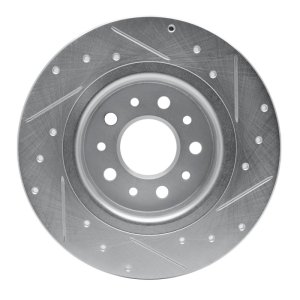 Fiat 500L Brake Rotor (1) - Rear Left - R1 Concepts - Drilled & Slotted - Silver - `14-`19